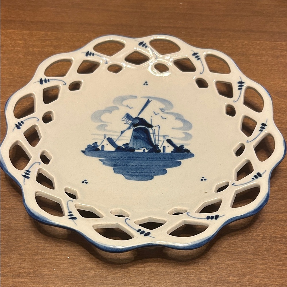 Decorative Vintage Blue and White Zenith Ceramic Plate with numbers
